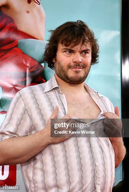 Actor Jack Black arrives at the premiere Of Paramount Pictures "Nacho Libre" held at the Grauman's Chinese Theatre on June 12, 2006 in Hollywood,...