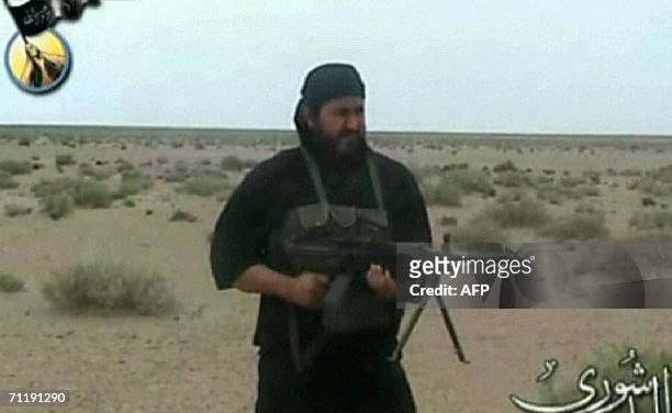 An image grab from the Qatari based sattelite TV station Al-Jazeera 25 April 2006 shows a man identifying himself as Al-Qaeda's Iraq frontman Abu...