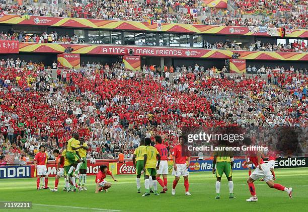 Chun-Soo Lee of South Korea takes and scores the equalizing goal from a free kick during the FIFA World Cup Germany 2006 Group G match between South...