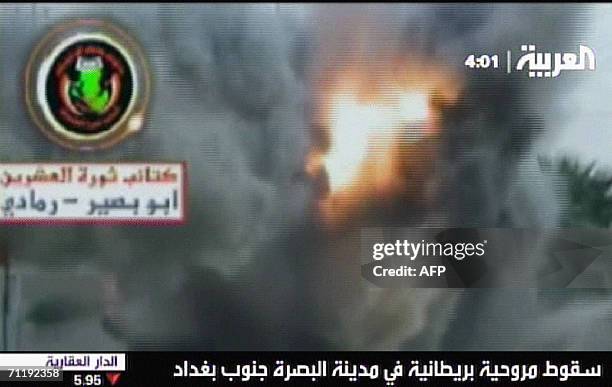 An image grab taken off the Dubai-based satellite news channel Al-Arabiya 06 May 2006 shows a series of images from a video provided by the...