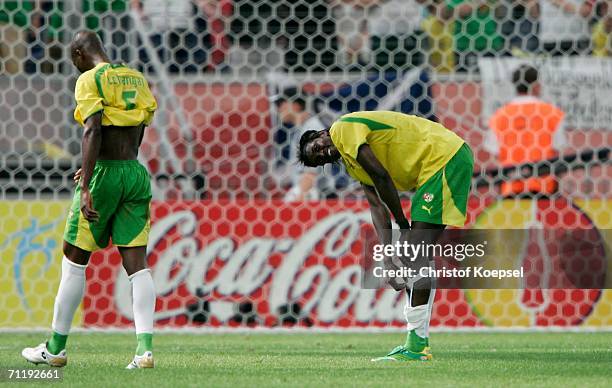 Togo players look dejected after the FIFA World Cup Germany 2006 Group G match between South Korea and Togo which Togo lost 1-0 at the Stadium...