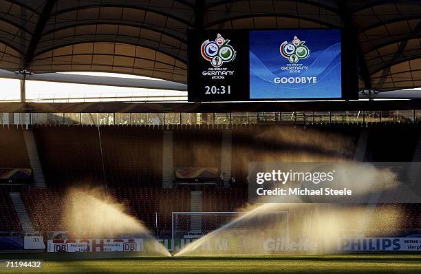 General view of the stadium after the FIFA World Cup Germany 2006 Group G match between France and Switzerland at the Gottlieb-Daimler Stadium on...