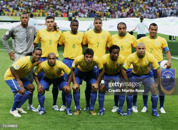 The Brazilian team line up for a group photograph prior to the FIFA World Cup Germany 2006 Group F match between Brazil and Croatia played at the...
