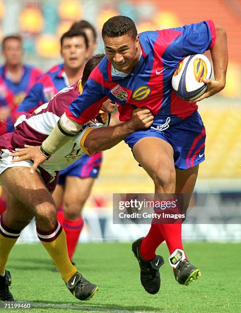 Solomon Kiri of the Rams in action during a Super League match between the Brisbane Broncos and the Adelaide Rams at ANZ Stadium March 10, 1997 in...