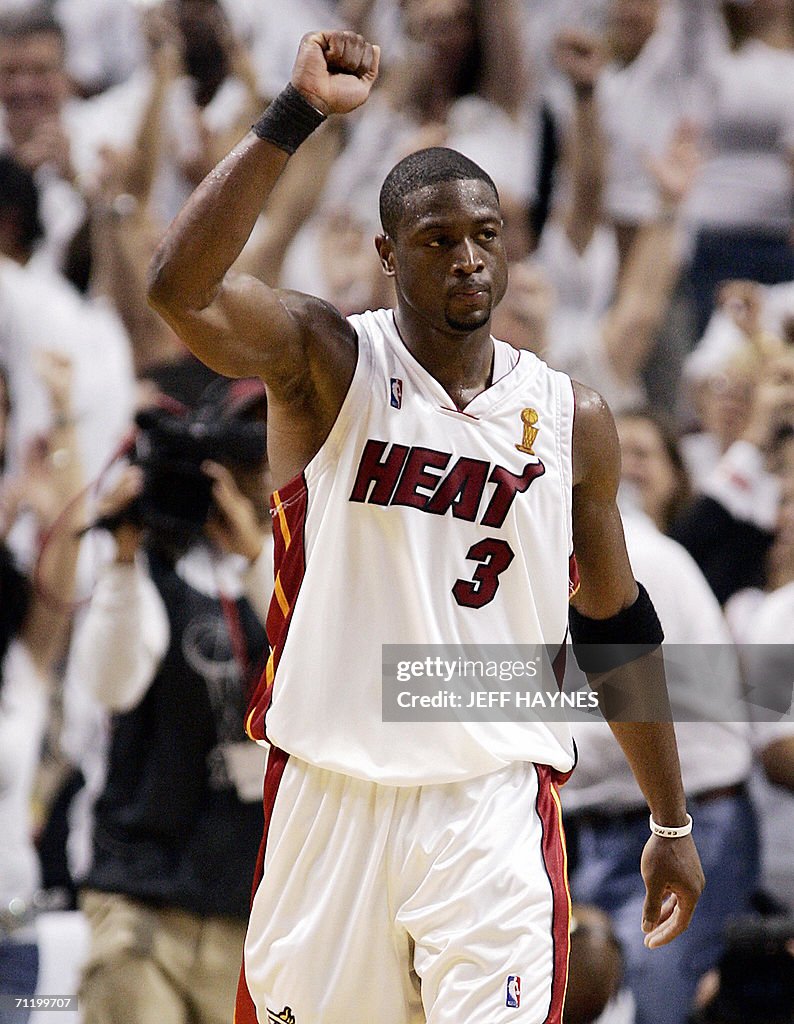 Dwyane Wade of the Miami Heat celebrates