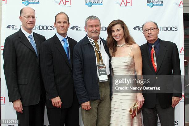Don Baer, Charlie Koones, Bill Couturiz, Patricia Finneran, and Peter Bart pose at the Opening Night of Silverdocs June 13, 2006 at Silver Spring,...