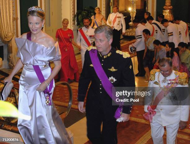 Crown Prince Philippe of Belgium , Princess Mathilde of Belgium and Prince Henrik of Denmark arrive to attend the Royal banquet at the Golden Palace...