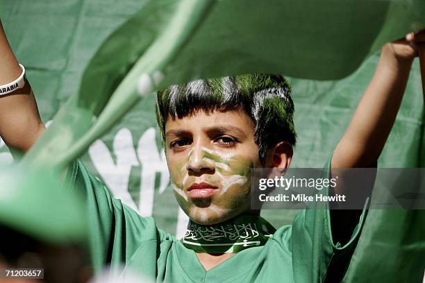 Young Saudi Arabian fan enjoys the atmosphere prior to kick off during the FIFA World Cup Germany 2006 Group H match between Tunisia and Saudi Arabia...