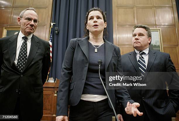 Julia Ormond, actress and goodwill ambassador for the UN Office on Drugs and Crime, talks about human trafficking while U.S. Rep. Christopher Smith...