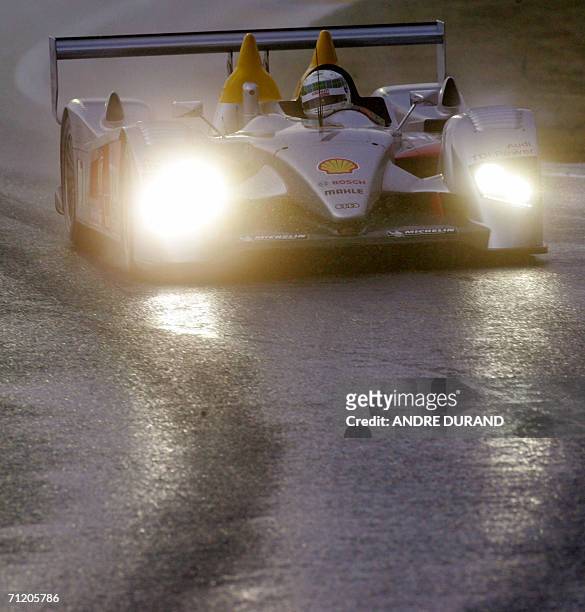 Allan Mc Nish of Scotland steers his Audi R10 during a training session, ahead of the Le Mans 24-hour race, 14 June 2006. AFP PHOTO ANDRE DURAND