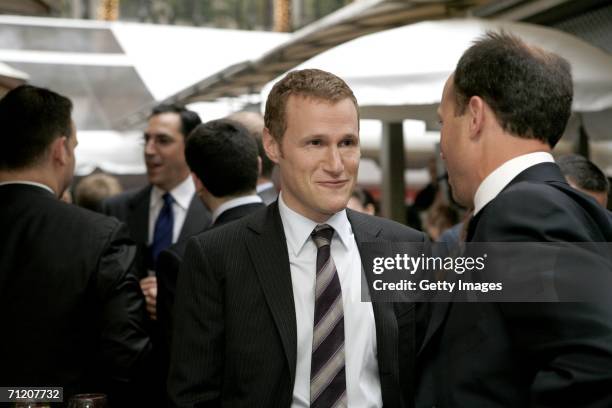 Rob Speyer talks with guest at Tishman Speyer's 6th Annual Lobster Bake to salute to New York's Real Estate Brokerage Companies at Rockefeller Center...