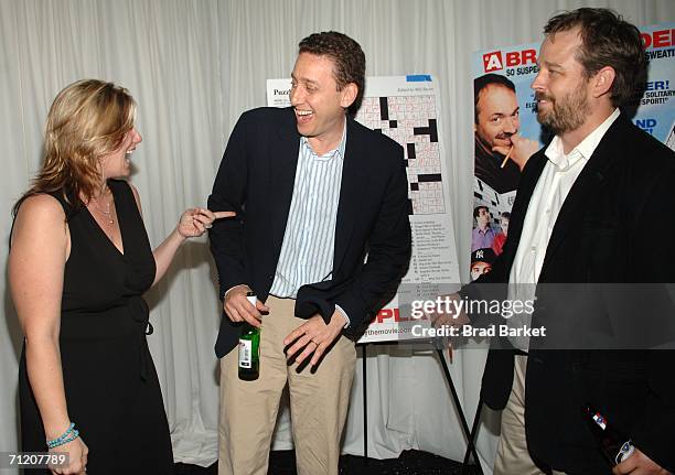 Producer Christine O'Malley, Head of Cinetic Media John Sloss, and director Patrick Creadon speak as they arrive to the special New York screening of...