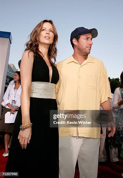 Actress Kate Beckinsale and actor Adam Sandler arrive at Sony Pictures premiere of "Click" held at the Mann Village Theater on June 14, 2006 in...