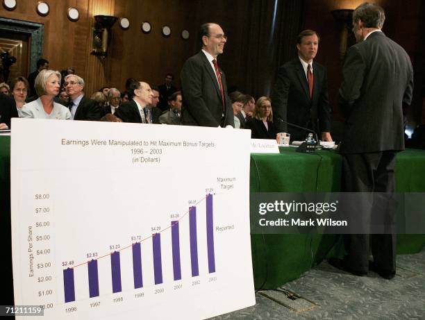 Sen. Thomas Carper talks with Christopher Cox , Chairman of the Securities and Exchange Commission and James Lockhart , Director of Federal Housing...