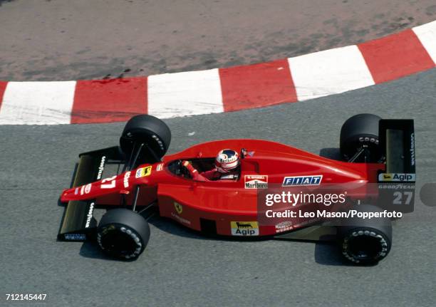 Nigel Mansell of Great Britain in action, driving a Ferrari 640 with a Ferrari 035/5 3.5 V12 engine for Scuderia Ferrari SpA SEFAC, during the Monaco...