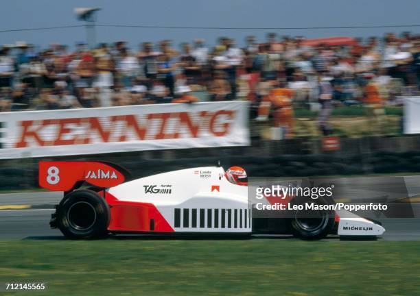 Niki Lauda of Austria enroute to a first place finish during the British Grand Prix at Brands Hatch, England, driving a McLaren MP4/2 with a TAG TTE...