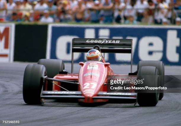 Michele Alboreto of Italy in action, driving a Ferrari F1/87 with a Ferrari 033D 1.5 V6t engine for Team Scuderia Ferrari SpA SEFAC, during the...