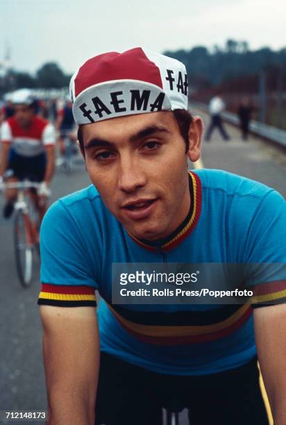 Belgian road racing cyclist Eddy Merckx pictured during competition to finish in 8th place in the 1968 UCI Road World Championships at Imola in Italy...