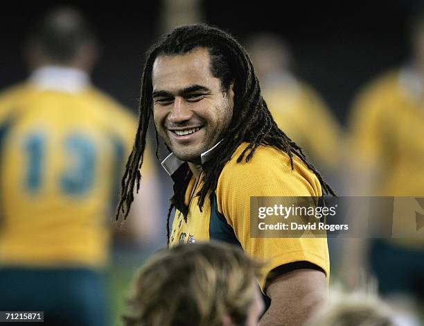 George Smith, the Australian flank forward smiles during the Wallabies Captain's Run at the Telstra Dome on June 16, 2006 in Melbourne, Australia.
