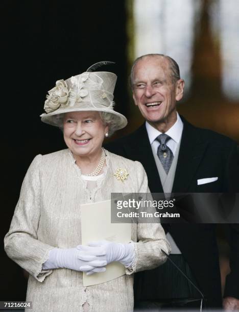 Queen Elizabeth II and Prince Philip, Duke of Edinburgh arrive at St Paul's Cathedral for a service of thanksgiving held in honour of the Queen's...