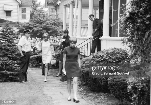 Friend and colleague of Mary Jo Kopechne, Rosemary Keough, leaves the rectory of St. Vincent's Roman Catholic Church after attending Kopechne's...