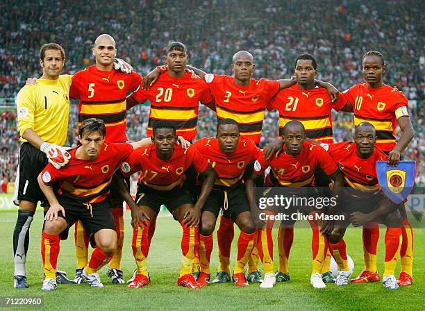 The Angola team line up for a group photograph prior to the FIFA World Cup Germany 2006 Group D match between Mexico and Angola played at the Stadium...