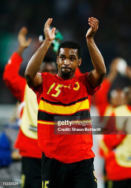 Rui Marques of Angola applauds his team's fans at the end of the FIFA World Cup Germany 2006 Group D match between Mexico and Angola played at the...