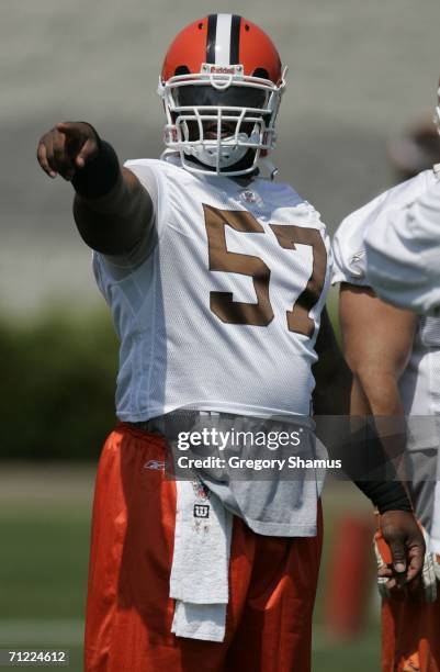 LeCharles Bentley of the Cleveland Browns during mini camp at the Cleveland Browns Training and Administrative Complex on June 16, 2006 in Berea,...