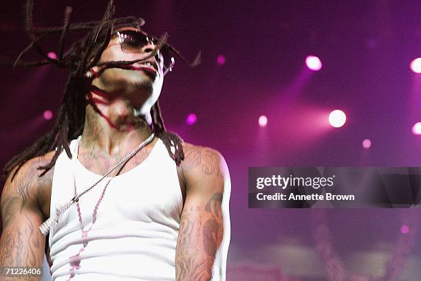 Rapper, Lil Wayne, performs at the Nick Cannon Hosts Boost Mobile Rockcorps Volunteers Concert at Fox Theater June 16, 2006 in Atlanta, Georgia.