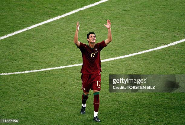 Frankfurt am Main, GERMANY: Portuguese forward Cristiano Ronaldo celebrates his goal against Iran during World Cup 2006 group D football game...