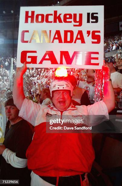 Fan of the Edmonton Oilers cheers against the Carolina Hurricanes during game six of the 2006 NHL Stanley Cup Finals on June 17, 2006 at Rexall Place...