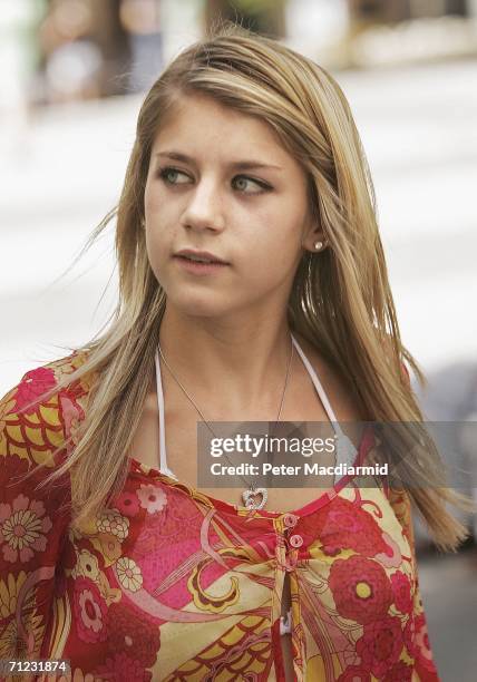 England striker Theo Walcott's girlfriend Melanie Slade walks in the centre of Baden Baden on June 18, 2006 in Germany.