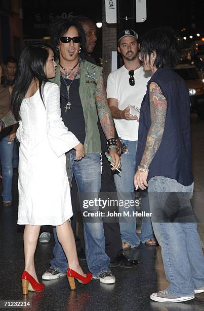 Nikki Sixx and a friend arrive at the 4th Annual Friends Of El Faro Fundraiser being held at the Music Box at the Henry Fonda Theatre on June 17,...