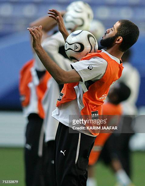 Saudi defender Abdulaziz Khathran attends a training session in Hamburg, 18 June 2006. Saudi Arabia will contest Group H of the 2006 Football World...
