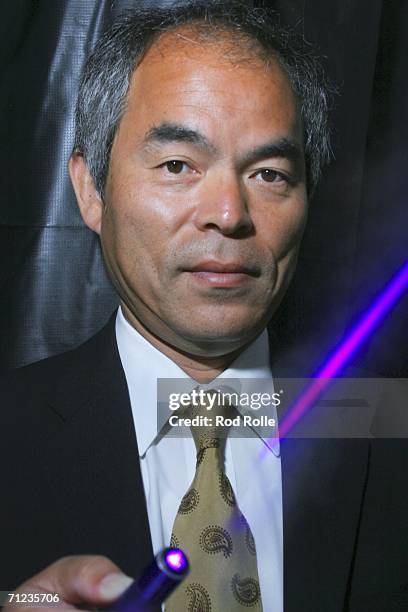Professor Shuji Nakamura demonstrates a blue laser diode on June 18, 2006 in Santa Barbara, California. Nakamura has been awarded the 2006 Millenium...