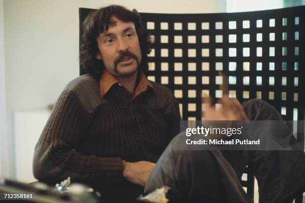 English drummer Nick Mason of rock group Pink Floyd being interviewed in the United Kingdom on 9th August 1974.