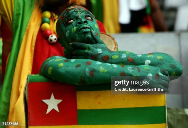 Togo fan looks dejected after the FIFA World Cup Germany 2006 Group G match between Togo and Switzerland at the Stadium Dortmund on June 19, 2006 in...