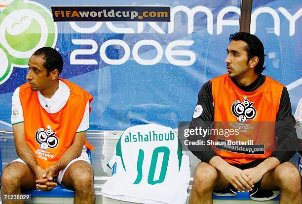 The shirt of Mohammad Al Shalhoub of Saudi Arabia is seen on the bench after he returned home following the death of his mother during the FIFA World...