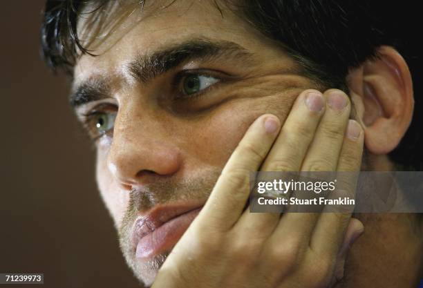 Juninho Pernambucano of Brazil attends a press conference after the Brazil National Football Team training session for the FIFA World Cup Germany...