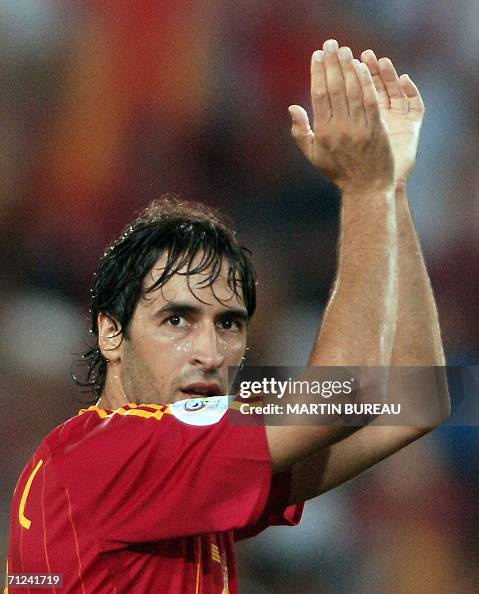 Spanish Raul Spanish forward Raul celebrates his team's victory following the ...