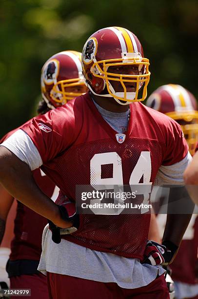 Anthony Montgomery of the Washington Redskins during Redskins mini-camp on June 16, 2006 at Redskin Park in Ashburn, Virginia.