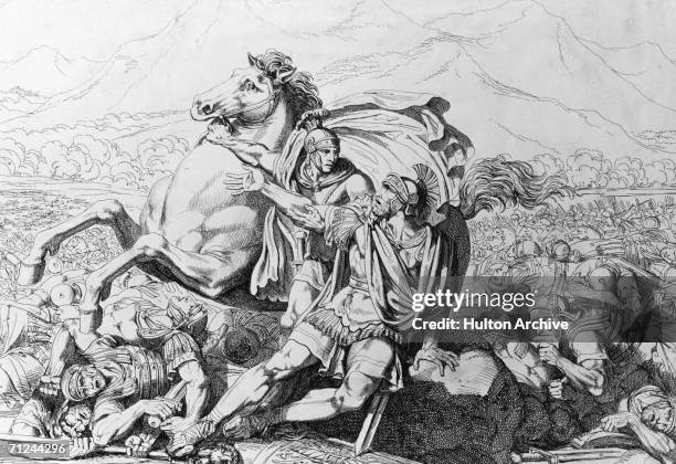 The death of Roman general Lucius Aemilius Paullus at the Battle of Cannae, during the Second Punic War against Hannibal and the Carthaginians, 2nd...