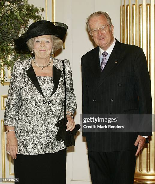 Dutch Queen Beatrix and King Albert pose for a photo at the Royal Palace during a 3-day visit by Queen Beatrix on June 20, 2006 in Belgium, Brussels.