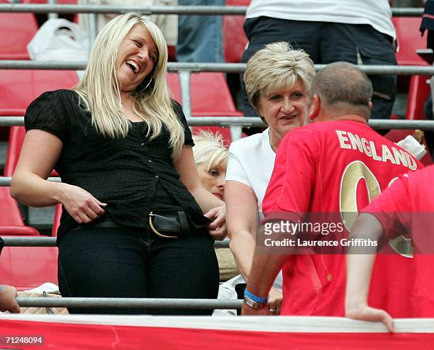 David Beckham's sister Joanne and mum Sandra before the FIFA World Cup Germany 2006 Group B match between Sweden and England at the Stadium Cologne...