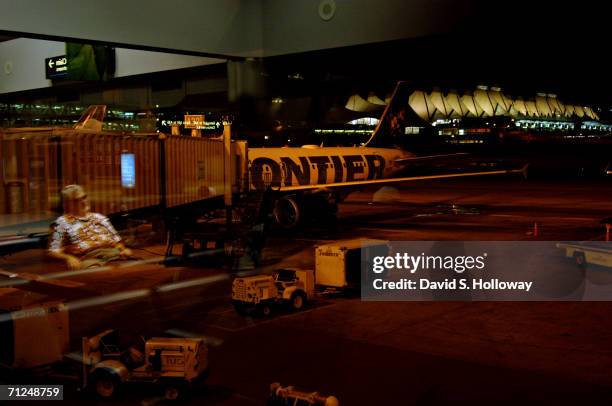 The Jeppesen Terminal, named after aviation pioneer Elrey B. Jeppesen as seen at Denver International Airport on June 12, 2006 in Denver, Colorado....