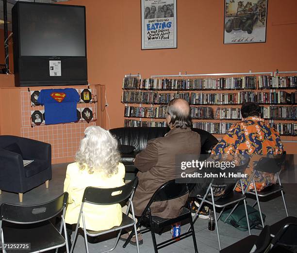 Noel Neill, the original Lois Lane, watches reruns of the old Superman Television Show , at Rocket Video on June 20, 2006 in Los Angeles, California.
