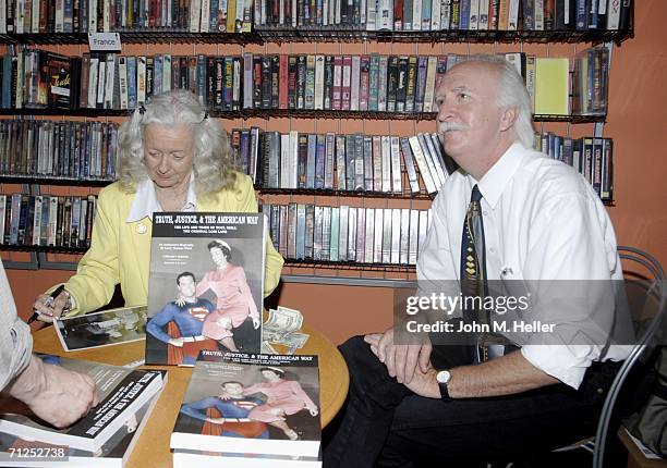 Noel Neill and Larry Thomas Ward, author of "Truth, Justice, & The American Way, The Life and Times of Noel Neill The Original Lois Lane" sign books...