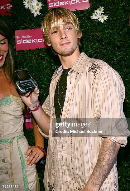 Singer Aaron Carter arrives at the launch of the T-Mobile Sidekick 3 at the Hollywood Palladium on June 20, 2006 in Los Angeles, California.