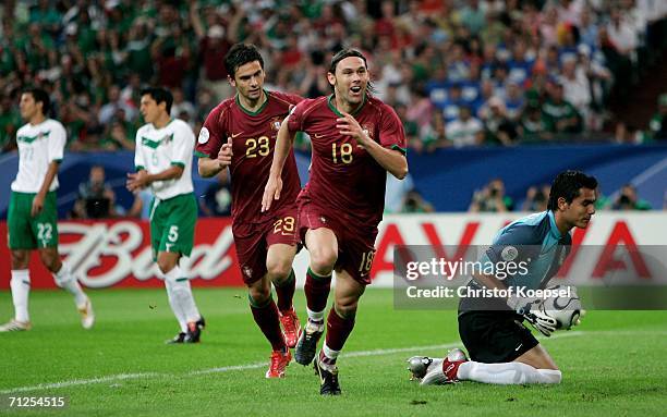 Maniche of Portugal celebrates after scoring the first goal of the game during the FIFA World Cup Germany 2006 Group D match between Portugal and...