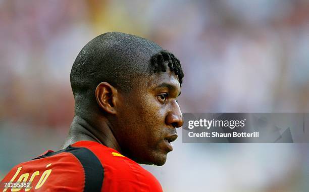 Loco of Angola looks on during the FIFA World Cup Germany 2006 Group D match between Iran and Angola played at the Zentralstadion on June 21, 2006 in...